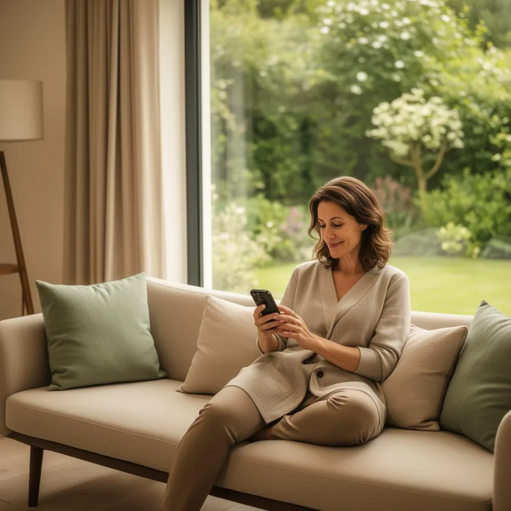 Smartphone zeigt einen Chat-Dialog über Gartenplanung mit dem KI-Assistenten