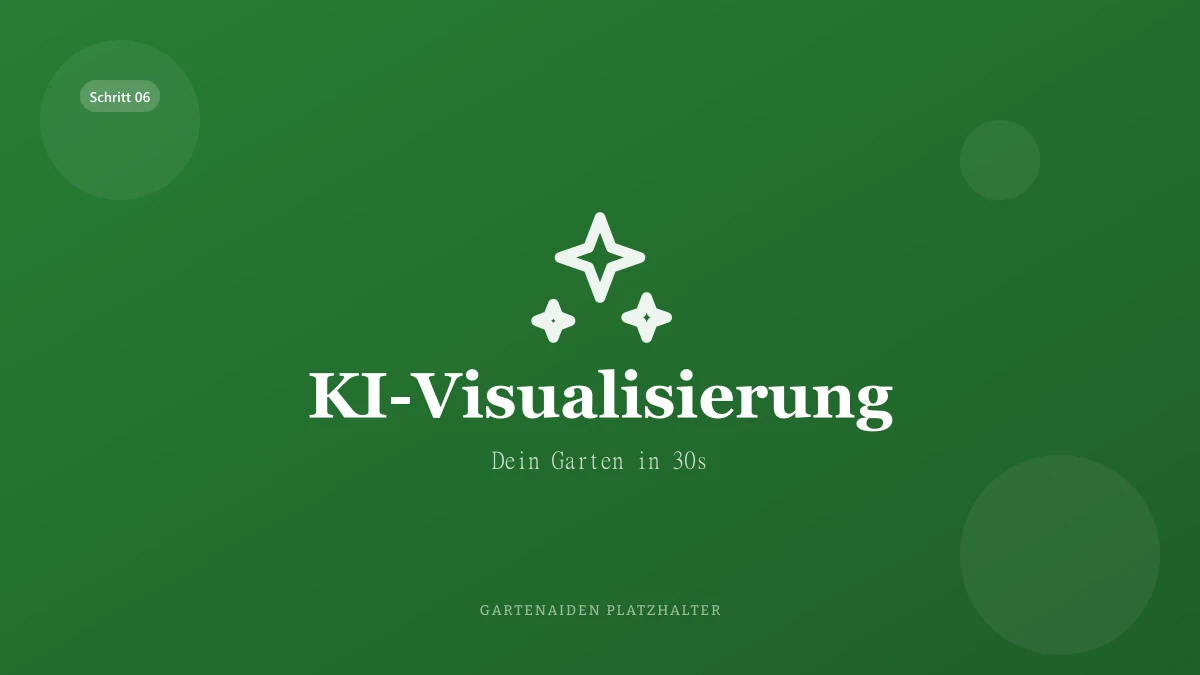 KI-generierte Gartenvision: moderner Naturgarten ca. 200 m² mit Pool, Holzterrasse und Pflanzbeeten in Süd-West-Ausrichtung.