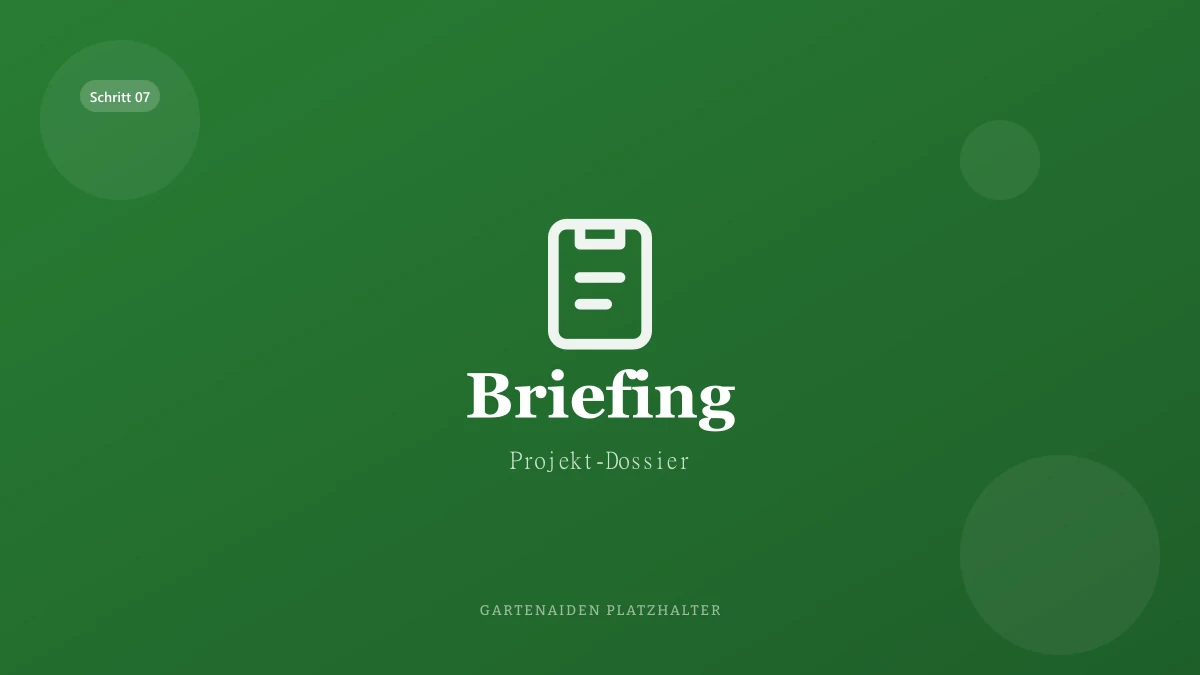 Betriebs-Ansicht: strukturiertes Lead-Briefing mit Score 87, Kontaktdaten, ALKIS-Auszug, KI-Bild und Pflanzempfehlungen.